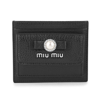 ミュウミュウ(miumiu)の新品 ミュウミュウ MIU MIU カードケース マドラス パール ブラック 黒(名刺入れ/定期入れ)