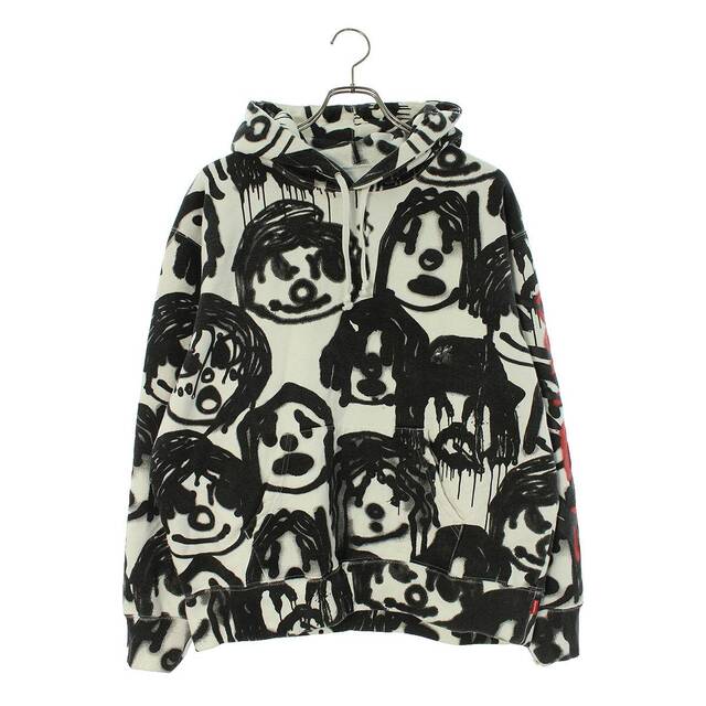 シュプリーム ×ヨウジヤマモト Yohji Yamamoto 20AW Hooded Sweatshirt 袖ロゴ総柄プリントパーカー メンズ M