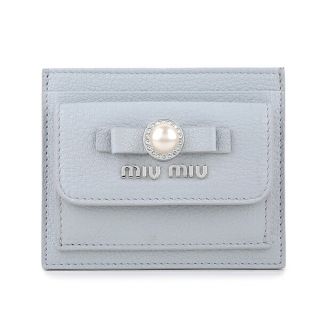 ミュウミュウ(miumiu)の新品 ミュウミュウ MIU MIU カードケース マドラスパール ライトグレー(名刺入れ/定期入れ)