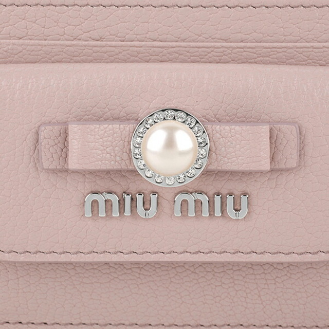 新品 ミュウミュウ MIU MIU カードケース マドラスパール ライトピンク