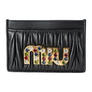 ミュウミュウ(miumiu)の新品 ミュウミュウ MIU MIU カードケース マテラッセ ブラック 黒(名刺入れ/定期入れ)