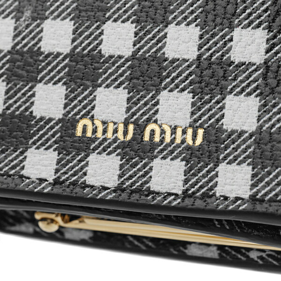 新品 ミュウミュウ MIU MIU 3つ折り財布 マドラス ヴィシー ブラック 黒 ホワイト 白