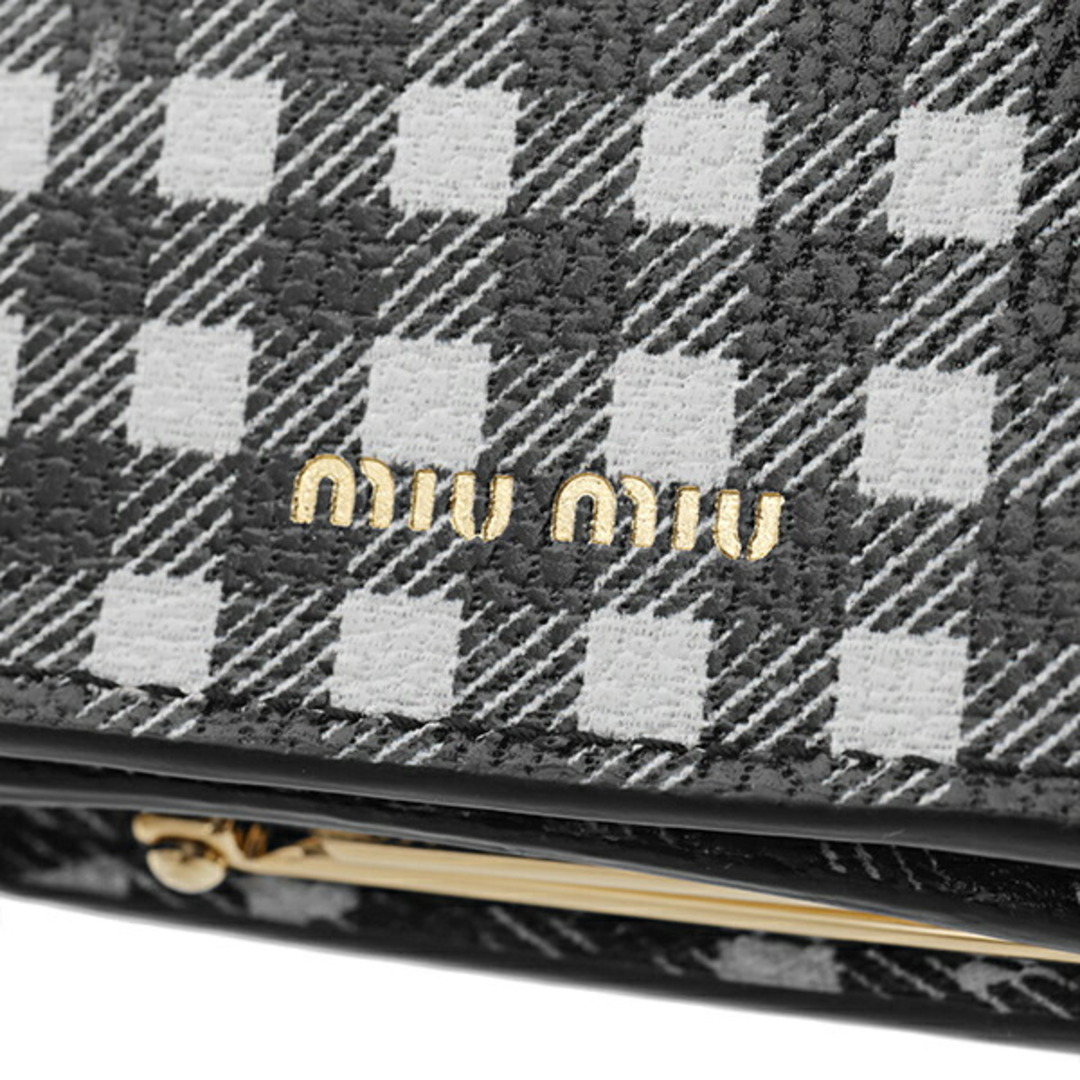 miumiu(ミュウミュウ)の新品 ミュウミュウ MIU MIU 3つ折り財布 マドラス ヴィシー ブラック 黒 ホワイト 白 レディースのファッション小物(財布)の商品写真