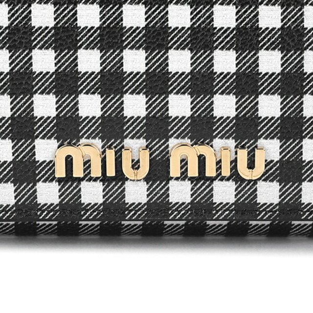 新品 ミュウミュウ MIU MIU 3つ折り財布 マドラス ヴィシー ブラック 黒 ホワイト 白