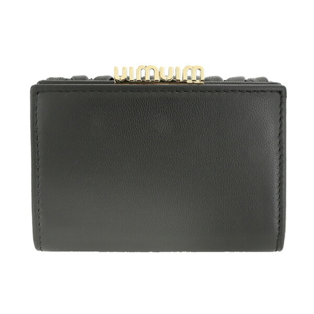 miumiu(ミュウミュウ)の新品 ミュウミュウ MIU MIU 3つ折り財布 マテラッセ ナッパレザー ブラック ホワイト レディースのファッション小物(財布)の商品写真