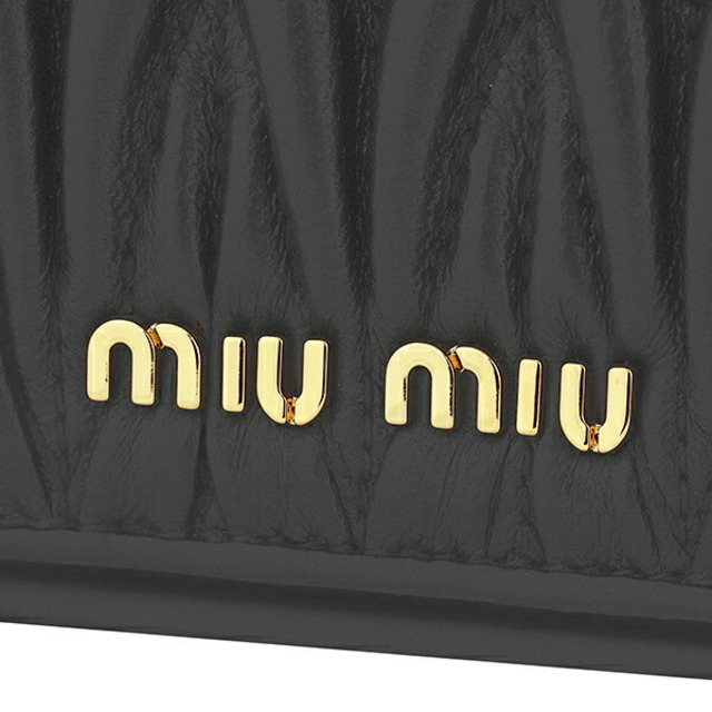 miumiu(ミュウミュウ)の新品 ミュウミュウ MIU MIU 3つ折り財布 マテラッセ ナッパレザー ブラック ホワイト レディースのファッション小物(財布)の商品写真