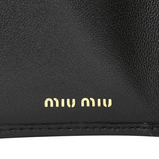 新品 ミュウミュウ MIU MIU 3つ折り財布 マテラッセ ナッパレザー ブラック ホワイト