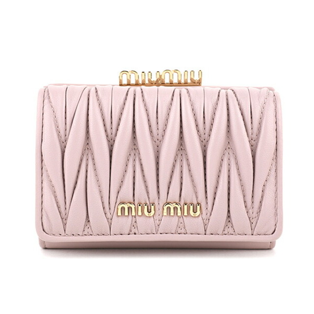 新品 ミュウミュウ MIU MIU 3つ折り財布 マテラッセ ピンク