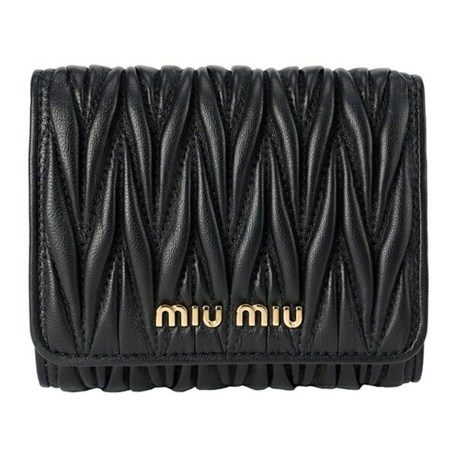 新品 ミュウミュウ MIU MIU 2つ折り財布 マテラッセ ネロ