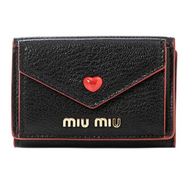 新品 ミュウミュウ MIU MIU 3つ折り財布 マドラス ラブ ネロ