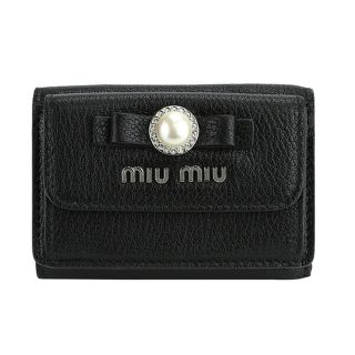 ミュウミュウ(miumiu)の新品 ミュウミュウ MIU MIU 3つ折り財布 マドラス パール ブラック 黒(財布)