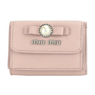 ミュウミュウ(miumiu)の新品 ミュウミュウ MIU MIU 3つ折り財布 マドラス パール ピンク(財布)