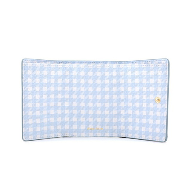 新品 ミュウミュウ MIU MIU 3つ折り財布 マドラス ヴィシー ライト