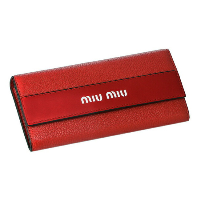 新品 ミュウミュウ MIU MIU 長財布 マドラス シティカーフ レッド 赤