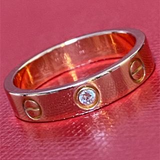 カルティエ(Cartier)の最終❣️ カルティエ　ミニラブリング  1Pダイヤモンド　PG750  50(リング(指輪))