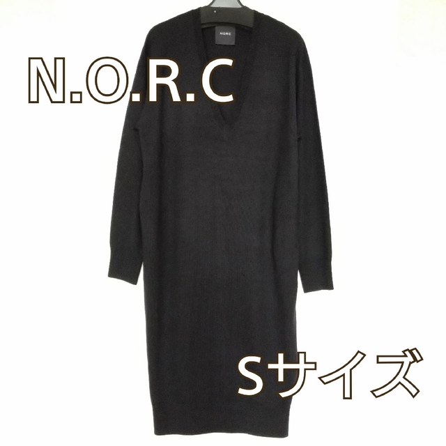 2779 N.O.R.Cノーク Vネックニットワンピース ブラック S 新品