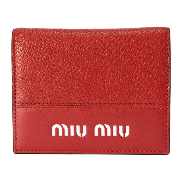 新品 ミュウミュウ MIU MIU 2つ折り財布 マドラス シティカーフ レッド 赤 | フリマアプリ ラクマ