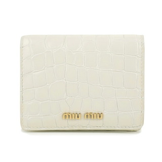 ミュウミュウ(miumiu)の新品 ミュウミュウ MIU MIU 2つ折り財布 クロコプリント ホワイト 白(財布)