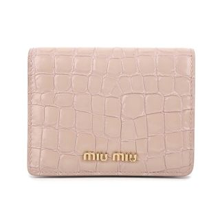 ミュウミュウ(miumiu)の新品 ミュウミュウ MIU MIU 2つ折り財布 クロコプリント ピンクベージュ(財布)