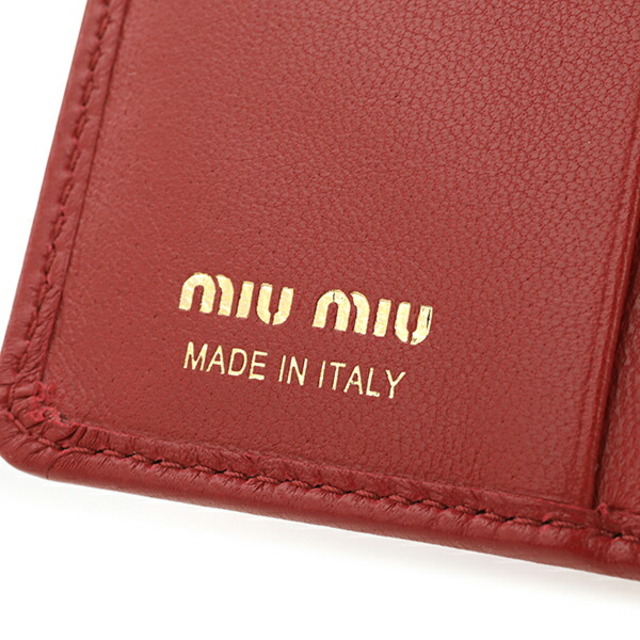 新品 ミュウミュウ MIU MIU 2つ折り財布 ドットスタッズ レッド 赤 ホワイト 白