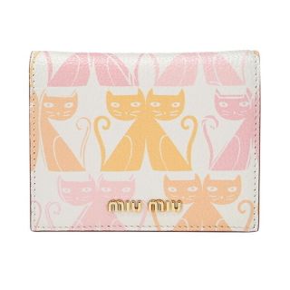 ミュウミュウ(miumiu)の新品 ミュウミュウ MIU MIU 2つ折り財布 マドラス キャット ピンク系(財布)