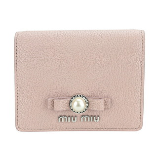 ミュウミュウ(miumiu)の新品 ミュウミュウ MIU MIU 2つ折り財布 マドラス パール ピンク(財布)