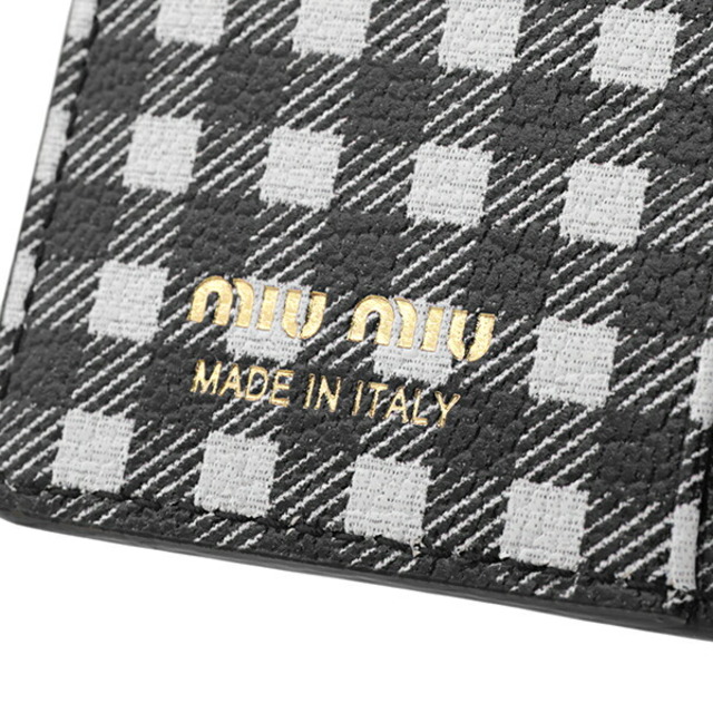 miumiu(ミュウミュウ)の新品 ミュウミュウ MIU MIU 2つ折り財布 マドラス ヴィシー ブラック 黒 ホワイト 白 レディースのファッション小物(財布)の商品写真