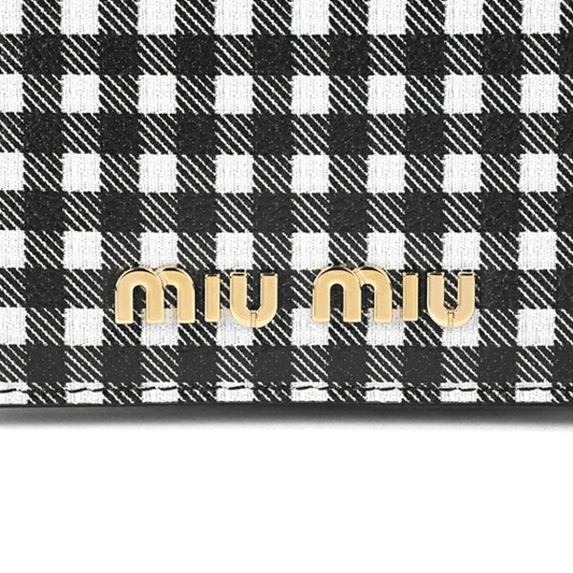 miumiu(ミュウミュウ)の新品 ミュウミュウ MIU MIU 2つ折り財布 マドラス ヴィシー ブラック 黒 ホワイト 白 レディースのファッション小物(財布)の商品写真