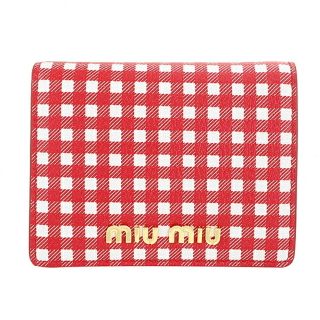 ミュウミュウ(miumiu)の新品 ミュウミュウ MIU MIU 2つ折り財布 プリントマドラスレザー レッド ホワイト(財布)