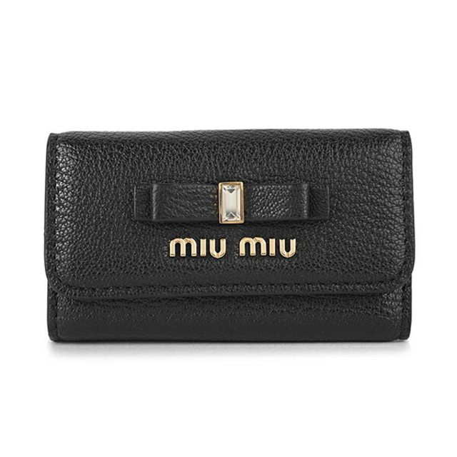 新品 ミュウミュウ MIU MIU キーケース マドラスフィオッコ ネロ