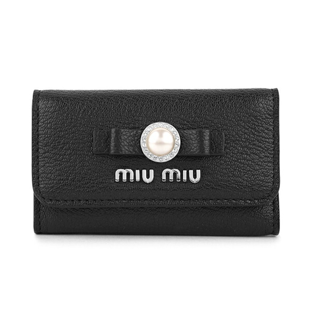 新品 ミュウミュウ MIU MIU キーケース マドラスパール ブラック 黒