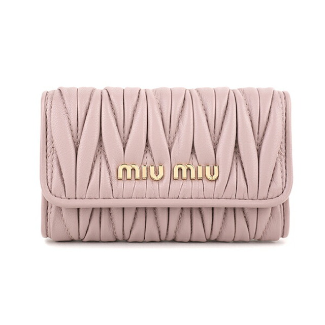 新品 ミュウミュウ MIU MIU キーケース マテラッセ ライトピンク