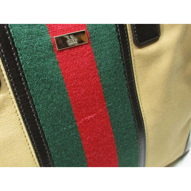 Gucci(グッチ)のGUCCI ハンドバッグ キャンバス レザー ウェブ シェリーライン ベージュ レディースのバッグ(トートバッグ)の商品写真