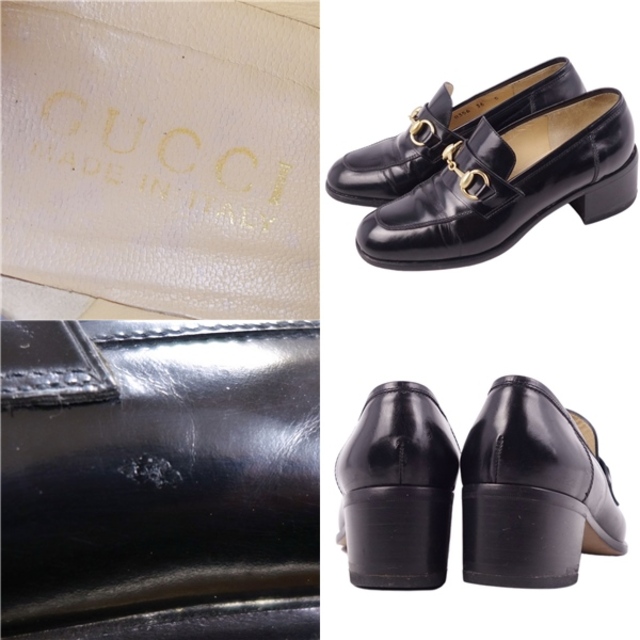 Gucci(グッチ)のVintage グッチ GUCCI ローファー パンプス ヒール ホースビット カーフレザー シューズ レディース 36C(23cm相当) ブラック レディースの靴/シューズ(ローファー/革靴)の商品写真