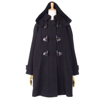 バーバリー(BURBERRY)の美品 バーバリー BURBERRY コート フード付き ダッフルコート ロングコート 裏チェック ウール アウター レディース 38(M相当) ブラック(その他)