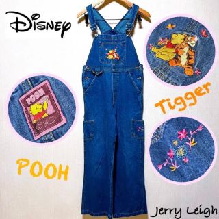 ディズニー(Disney)の90s プーさん ティガー デニム 刺繍 オーバーオール ディズニー 古着(その他)