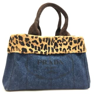 プラダ(PRADA)のPRADA トートバッグ カナパトート デニム ブルー レオパード BN2384(トートバッグ)