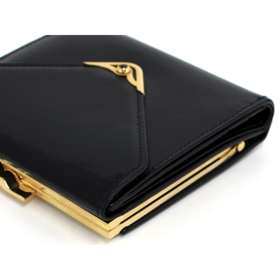 Cartier 三つ折り財布 がま口 サファイアライン ブラック レザー