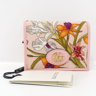 GUCCI - GUCCI 二つ折り財布 フローラ GGマーモント キャンバス GUCCI - GUCCI 二つ折り財布 フローラ GGマーモント キャンバス
