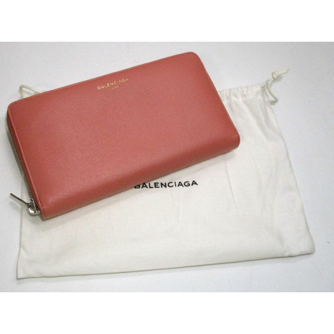 BALENCIAGA ラウンドファスナー 長財布 レザー ピンク系 490625