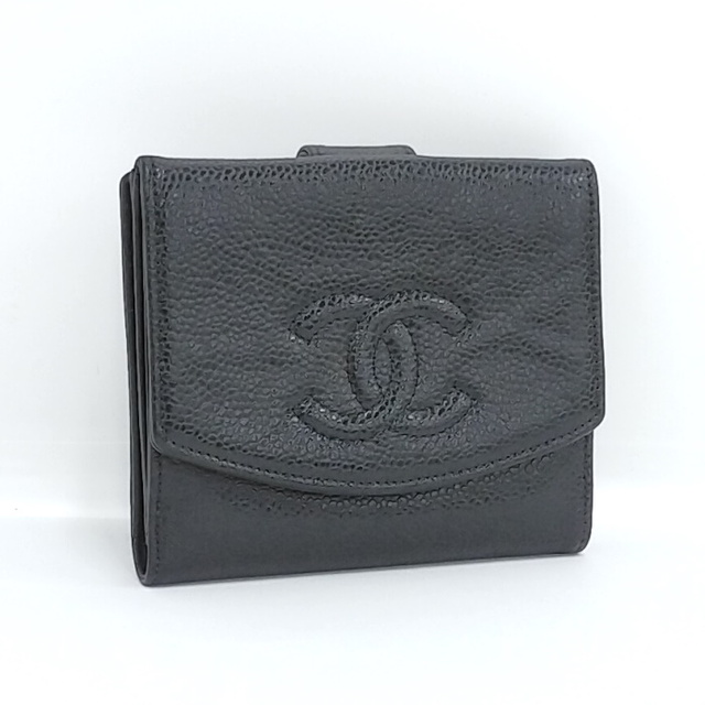 CHANEL - CHANEL ダブルホック財布 キャビアスキン レザー ブラック A01427の通販 by サカイのリサイクルショップ