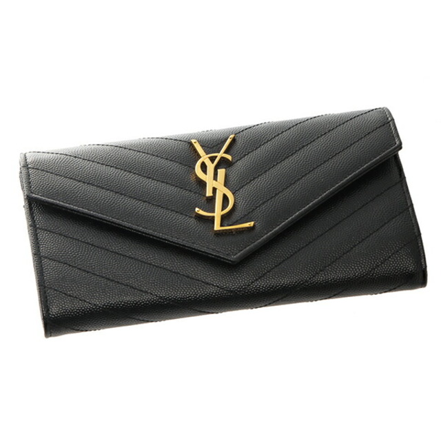 新品 サンローラン SAINT LAURENT 長財布 フラップウォレット ノワール