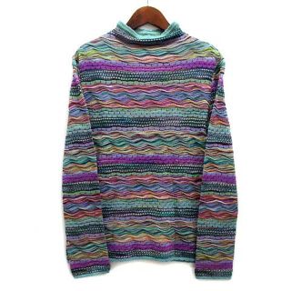 ミッソーニ(MISSONI)のミッソーニ MISSONI ボトルネック ニット セーター 長袖 総柄 透け編み(ニット/セーター)