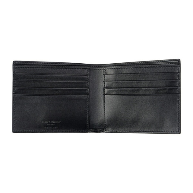 新品 サンローラン SAINT LAURENT 2つ折り財布 WALLET ブルー/ブラック