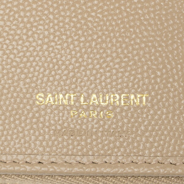 新品 サンローラン SAINT LAURENT 2つ折り財布 コンパクトウォレット ダークベージュ