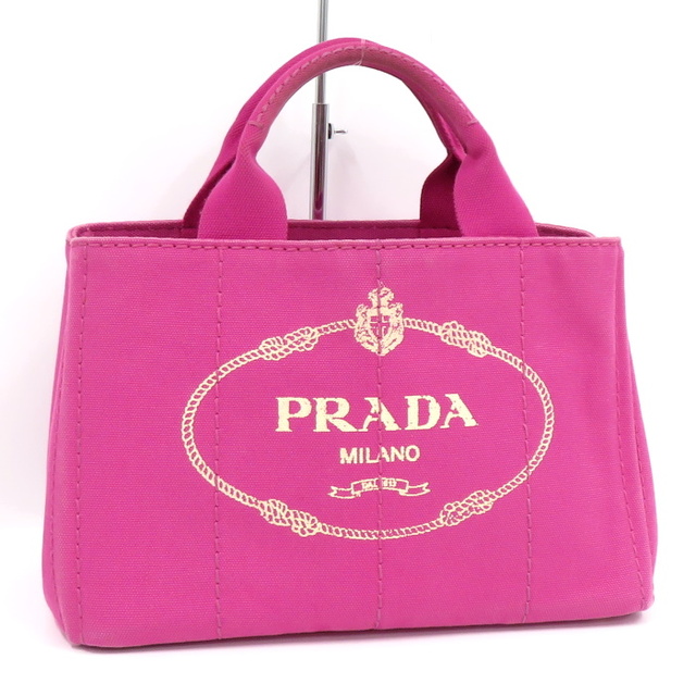 PRADA ミニ カナパ トートバッグ キャンバス ピンク BN2439