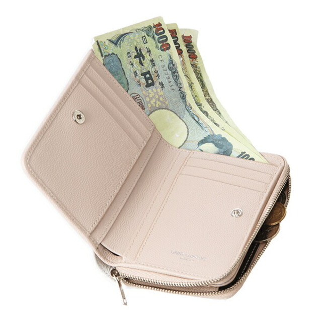 新品 サンローラン SAINT LAURENT 2つ折り財布 コンパクト フルジップウォレット