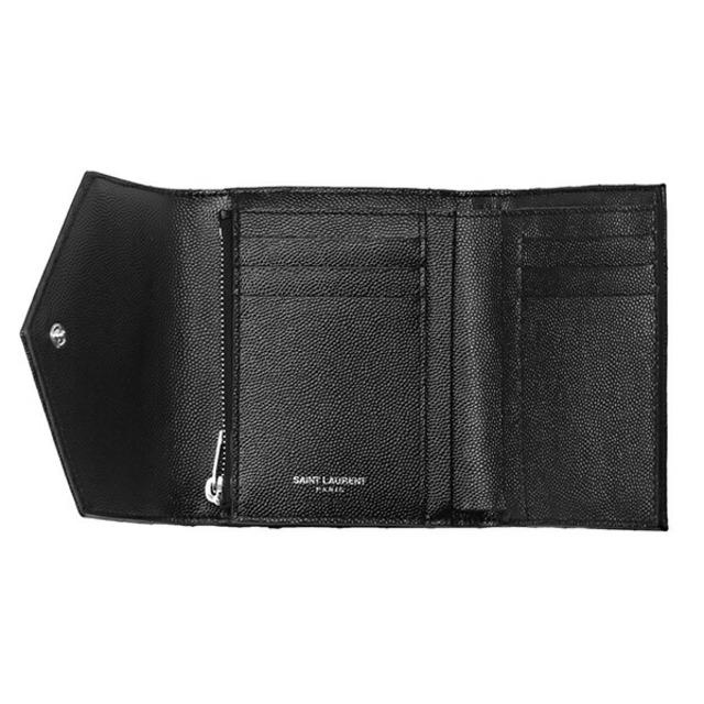 新品 サンローラン SAINT LAURENT 2つ折り財布 QUILTING ZIP WALLET ノワール約105gNOIR本体