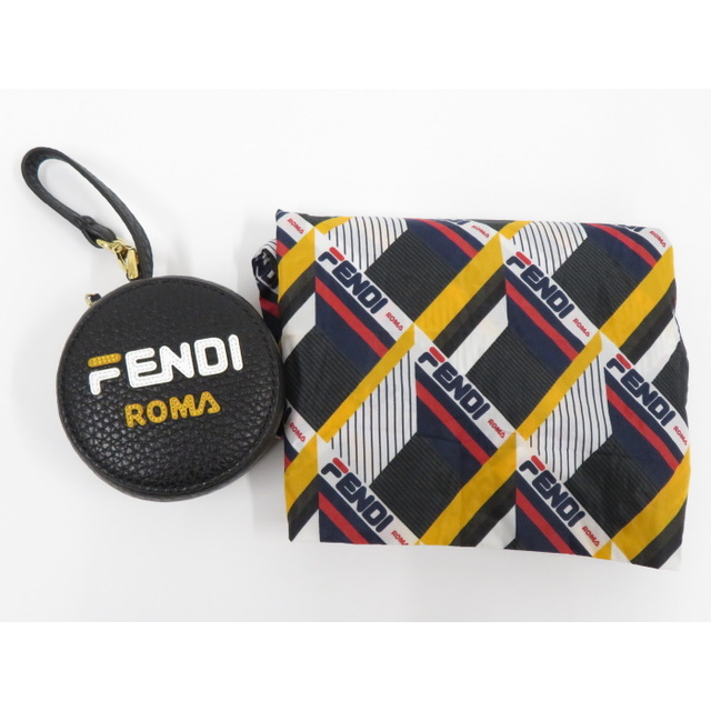 FENDI(フェンディ)のFENDI FILAコラボ エコバッグ トートバッグ レザー ナイロン ブラック レディースのバッグ(トートバッグ)の商品写真