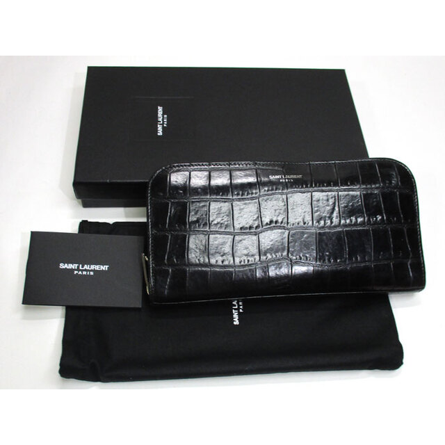 Saint Laurent - SAINT LAURENT ラウンドファスナー 長財布 クロコ型押